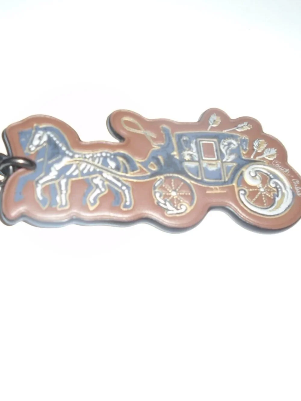 NEW COACH TATTOO CHELSEA LEATHER HORSE & CARRIAGE BAG CHARM KEYCHAIN RING 76959